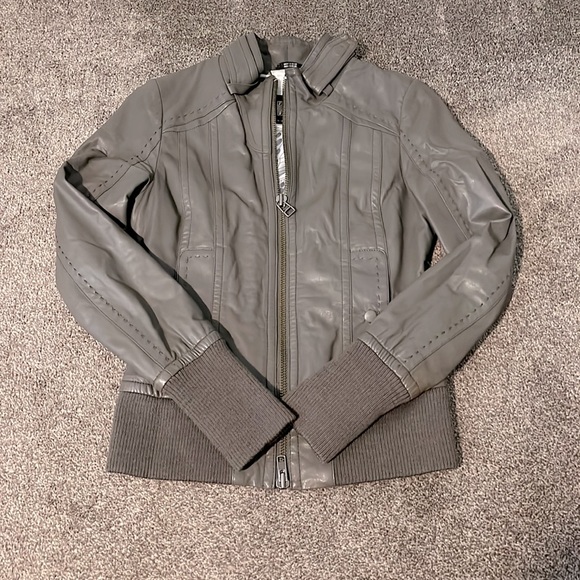 Aritzia X Mackage Grey Genuine Leather Jacket - Picture 1 of 6